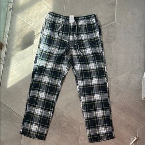 NWT new! J Crew Plaid Men's M Pajama Lounge Flannel Pants Black, White, Green